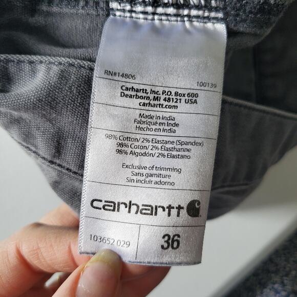 Carhartt Shorts Mens 36 Gray Rugged Flex Relaxed Fit Canvas Utility Work BS3652 - Picture 7 of 9